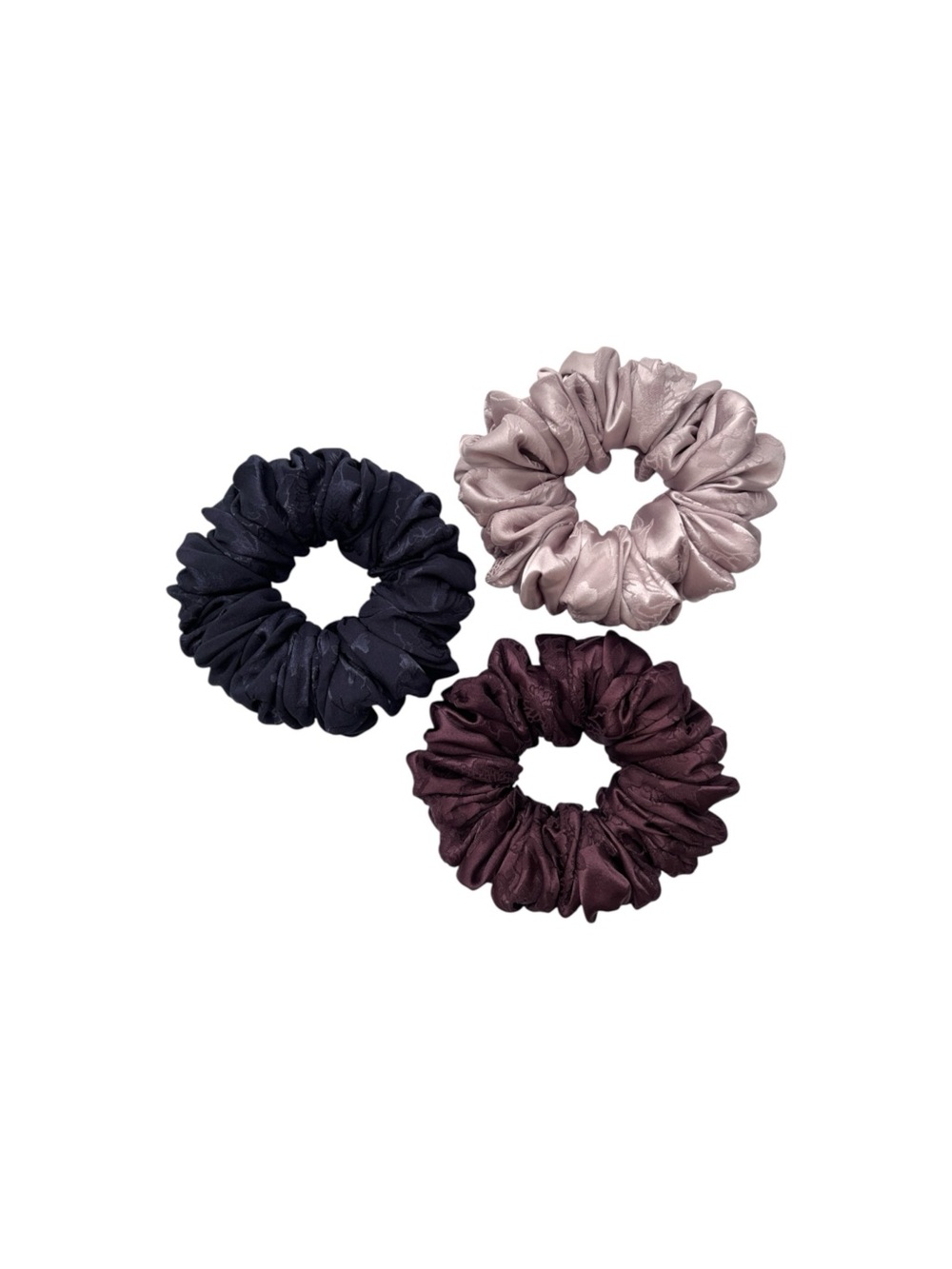 Set of 3 Scrunchies - Navy,Mauve, and Dark Purple